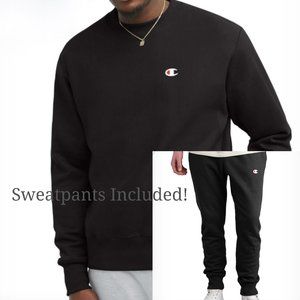 Champion C Logo Reverse Weave Sweatpants Sweatshirt Set of 2 Black Medium Mens